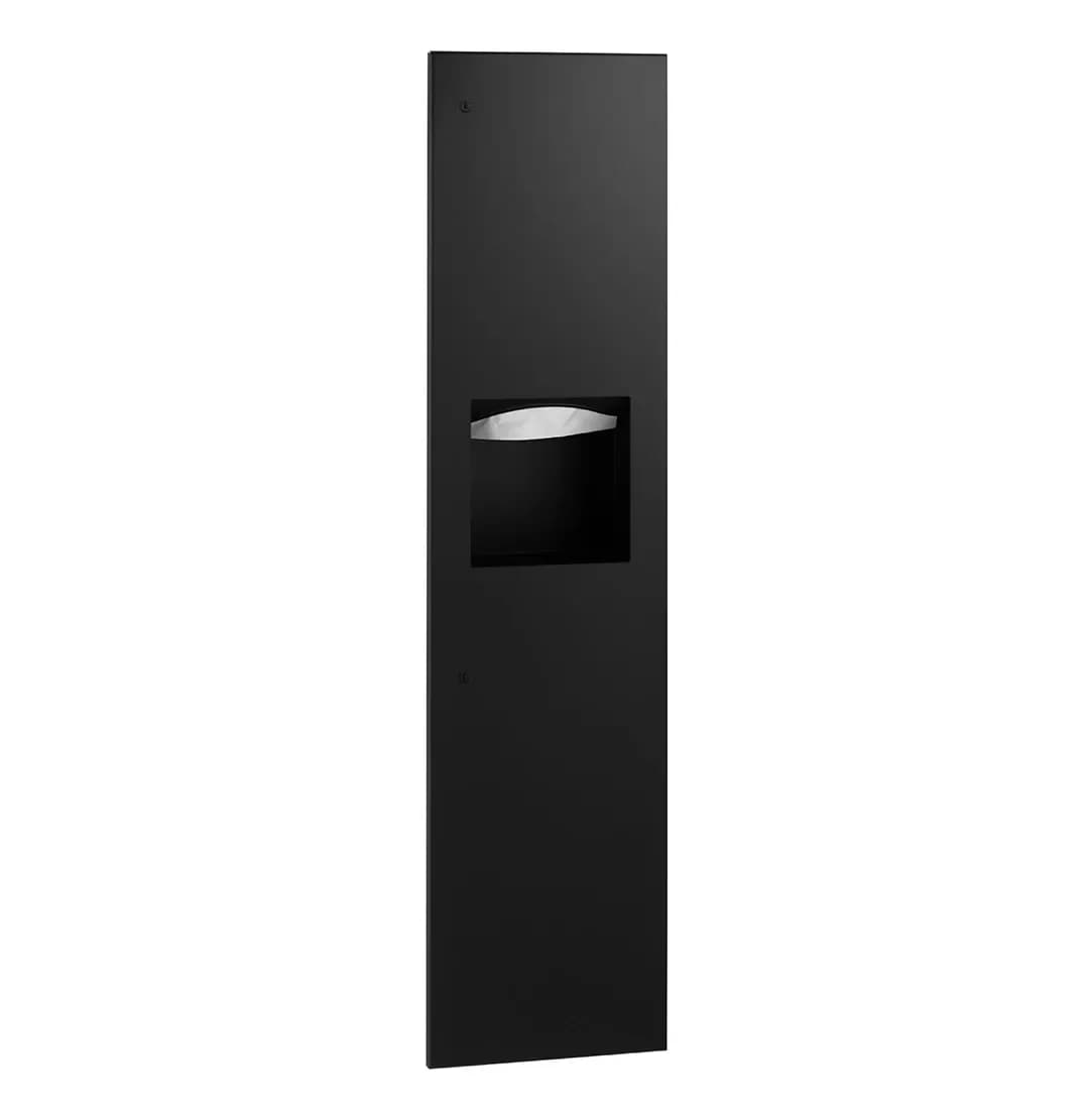 Recessed Paper Towel Dispenser and Waste Receptacle, Satin Finish, 6.3-Gallon Waste — B-3803-MBLK