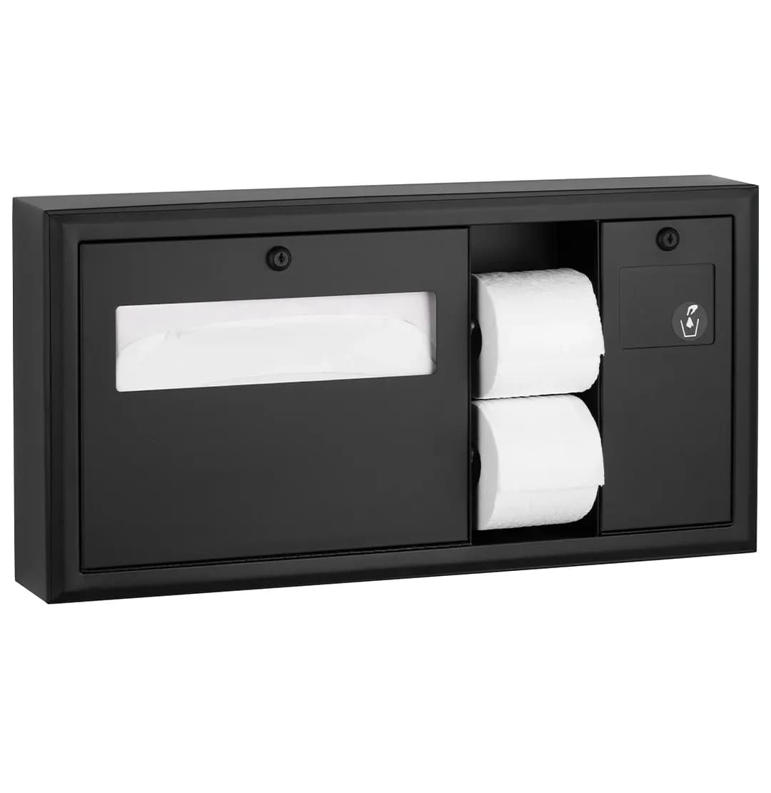 Surface-Mounted Horizontal Toilet Tissue / Seat-Cover Dispenser / Waste Disposal, Right Side — B-30929-MBLK