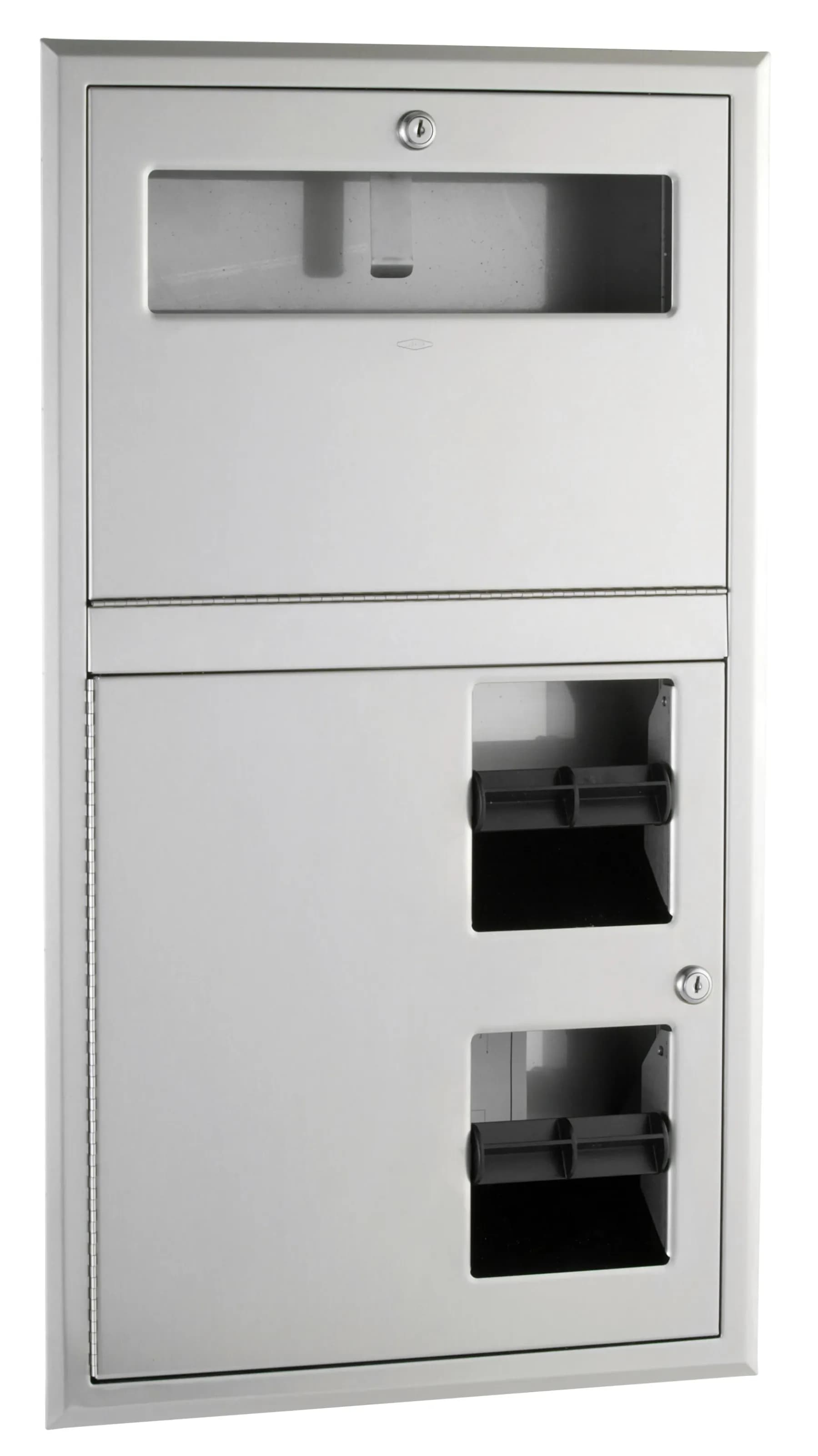 Recessed Toilet Tissue / Seat Cover Dispenser, Left Side While Seated — B-3474