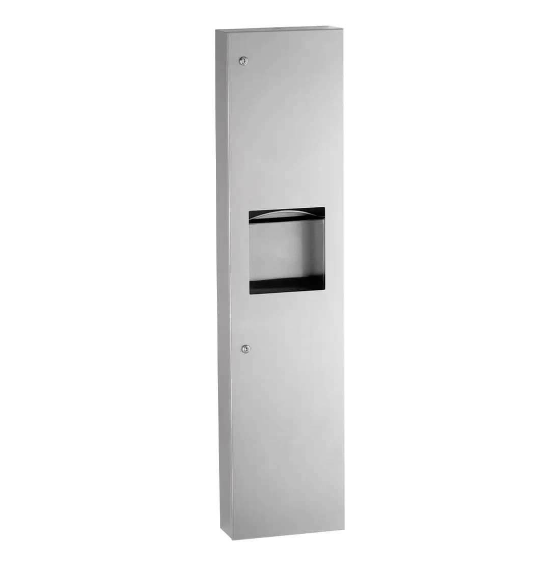 Surface-Mounted Paper Towel Dispenser & Waste Receptacle, Satin Finish, 3.8-Gallon Waste