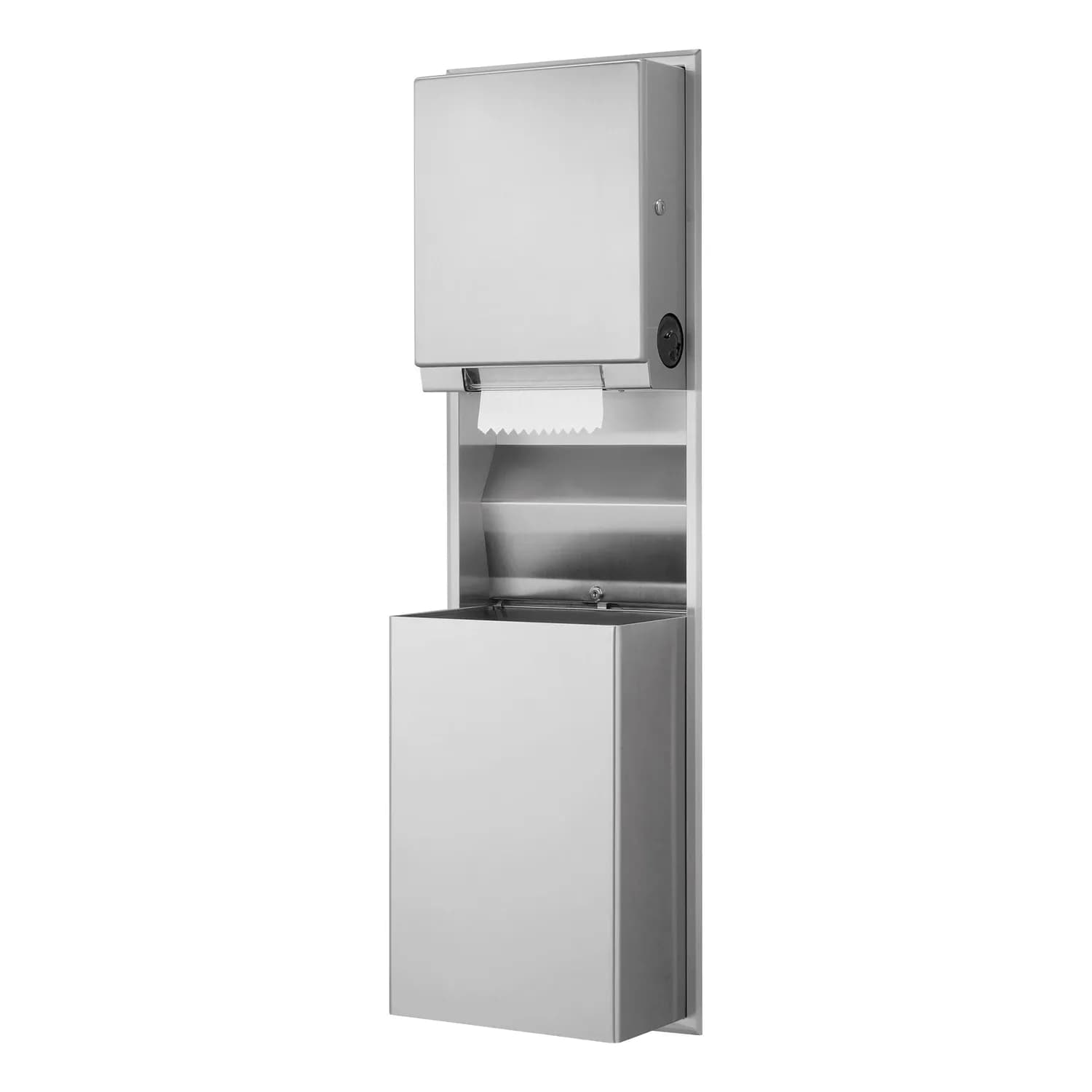 Recessed Convertible Pull Towel Dispenser / Waste Receptacle, Satin Finish, 18-Gallon Waste