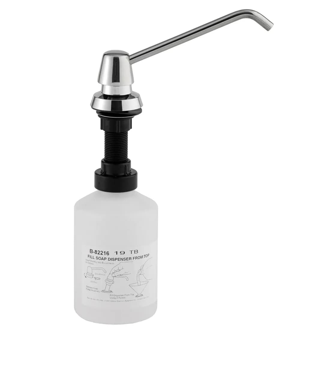 Counter-Mounted Manual Top-Fill Liquid Soap Dispenser, 6" Spout, Polished, 600 ml. — B-82216