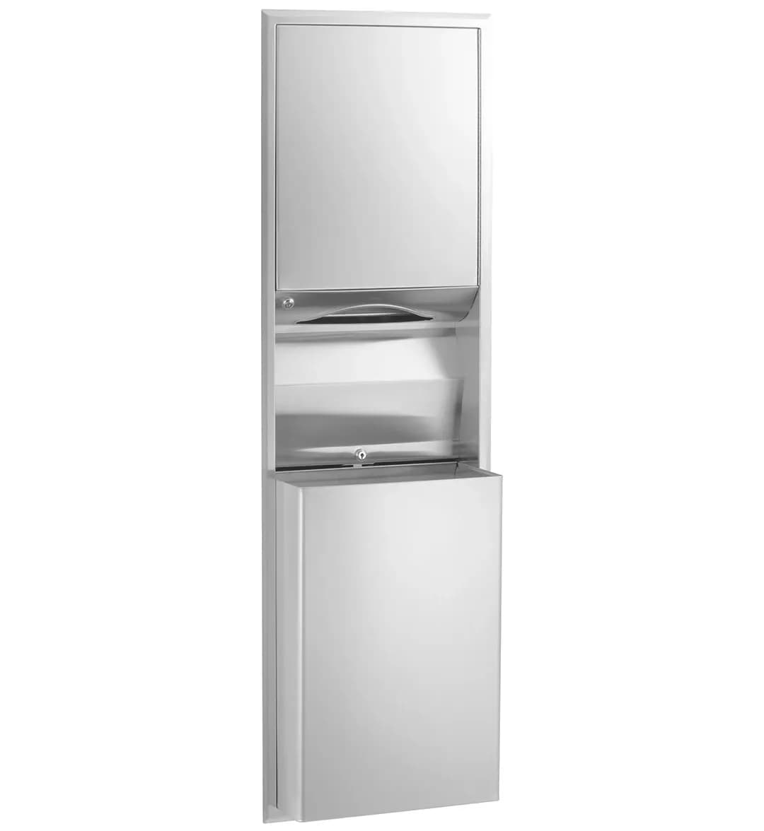 Recessed Convertible Paper Towel Dispenser / Waste Receptacle, Satin Finish, 12-Gallon