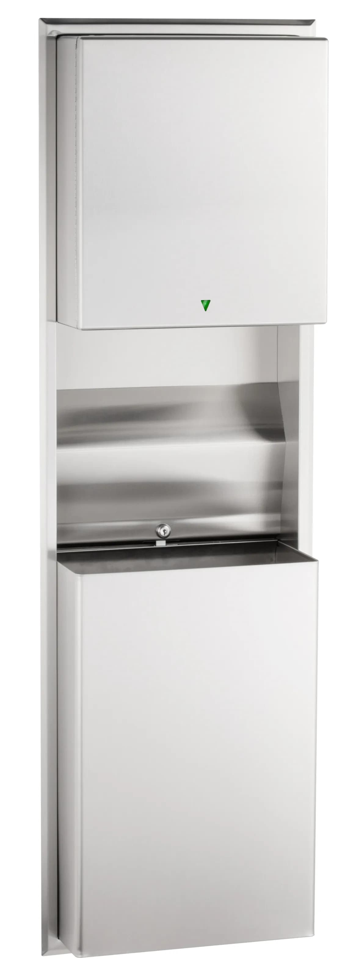 Recessed Convertible Auto Roll Towel Dispenser / Waste Receptacle, Satin Finish, 12-Gallon