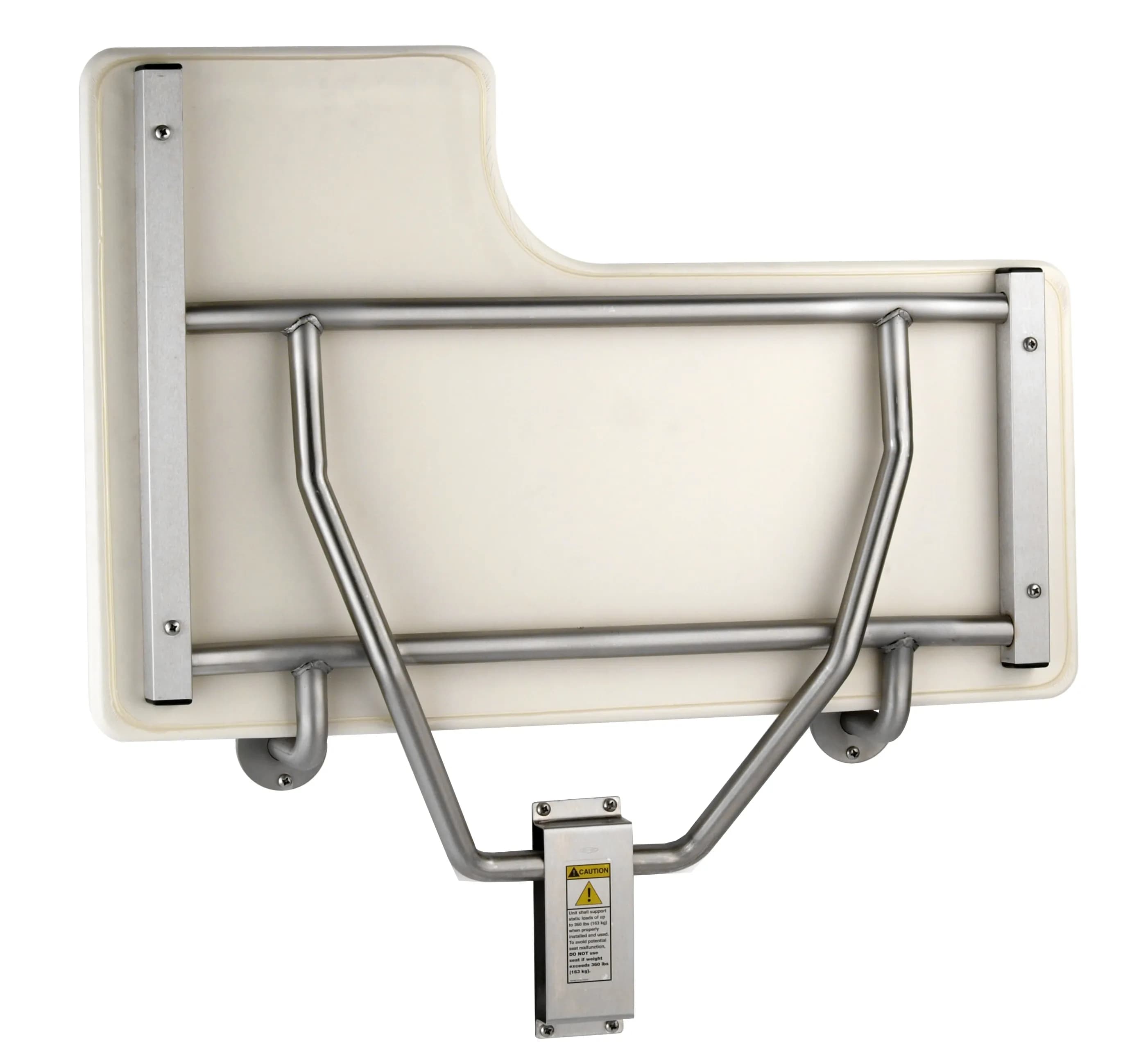 Folding Shower Seat, Right Hand, White Foam Pad and Satin Finish — B-517
