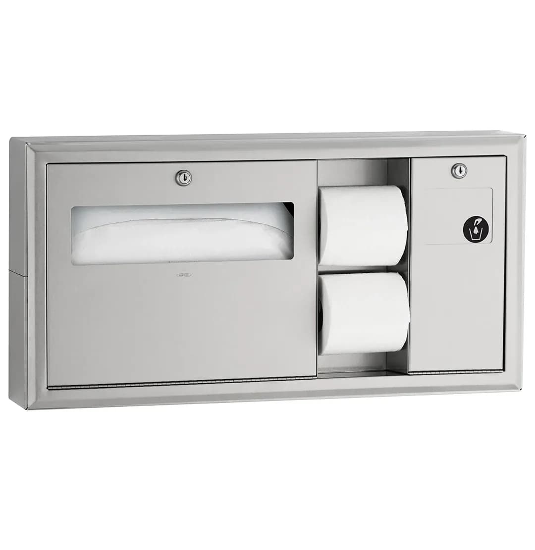 Surface-Mounted Horizontal Toilet Tissue / Seat-Cover Dispenser / Waste Disposal, Right Side