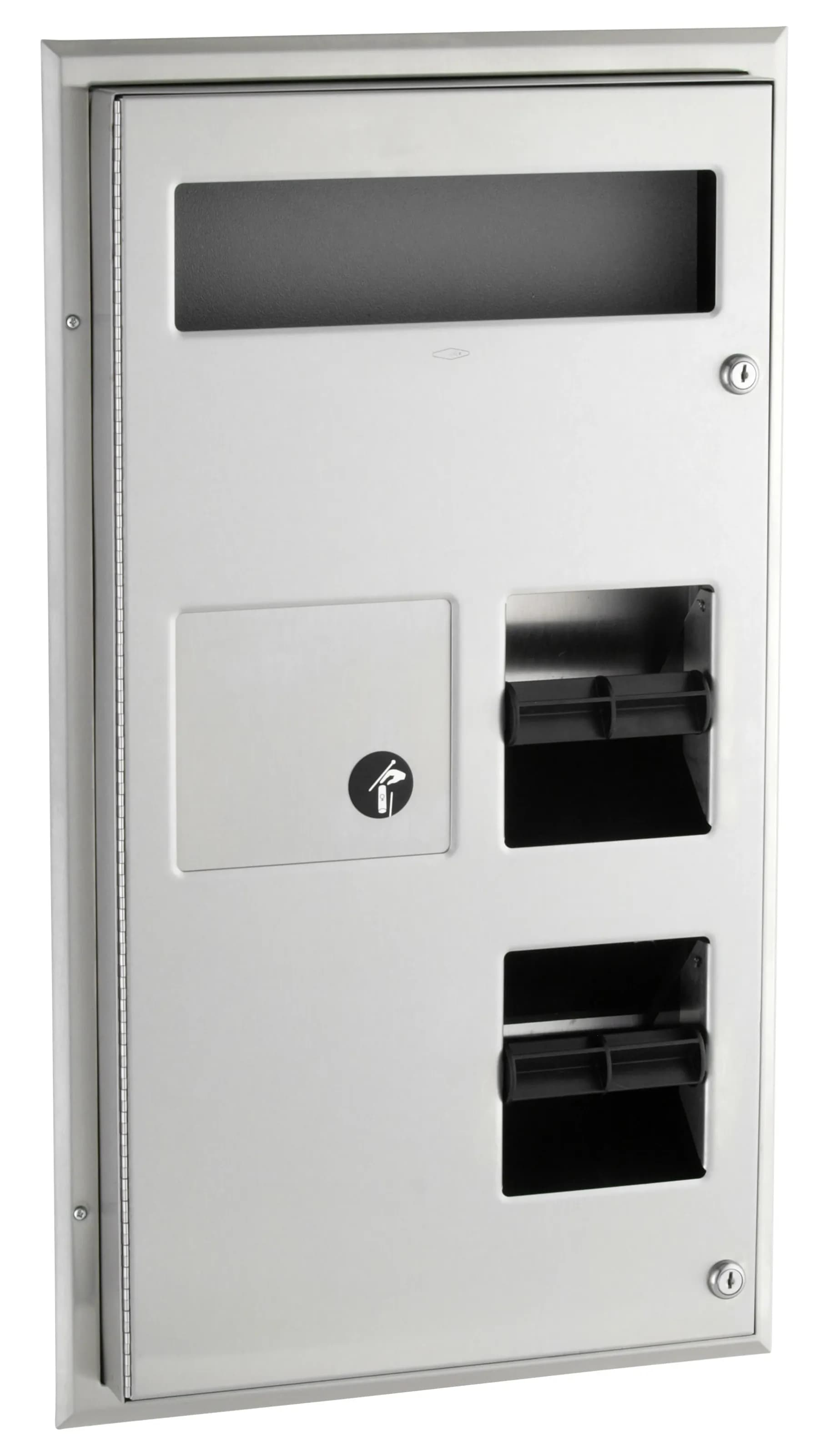 Partition-Mounted Toilet Tissue / Seat Cover Dispenser / Waste Disposal — B-357