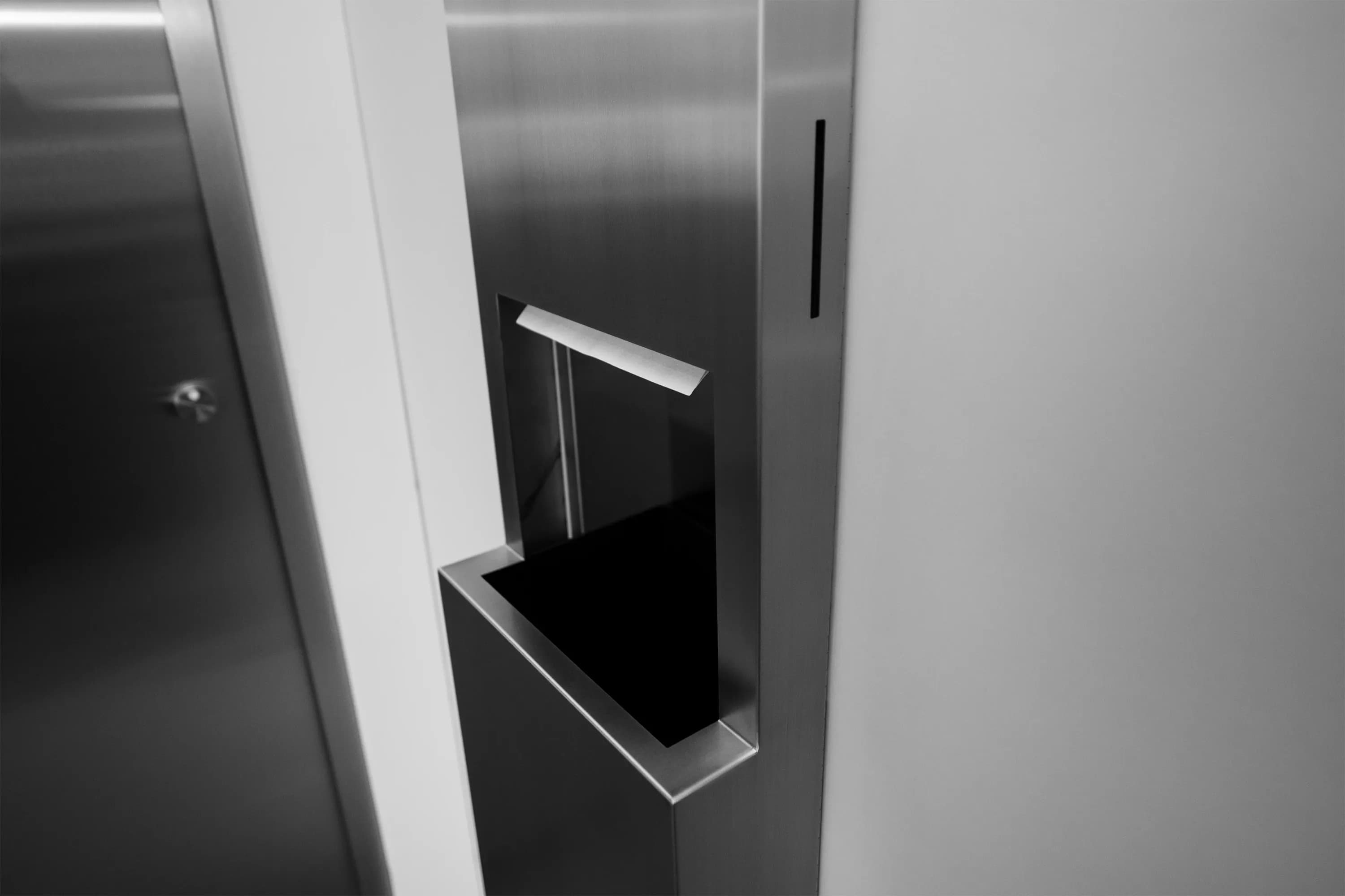 Semi-Recessed Paper Towel Dispenser and Waste Receptacle, Satin Finish, 8.5-Gallon Waste — B-9944