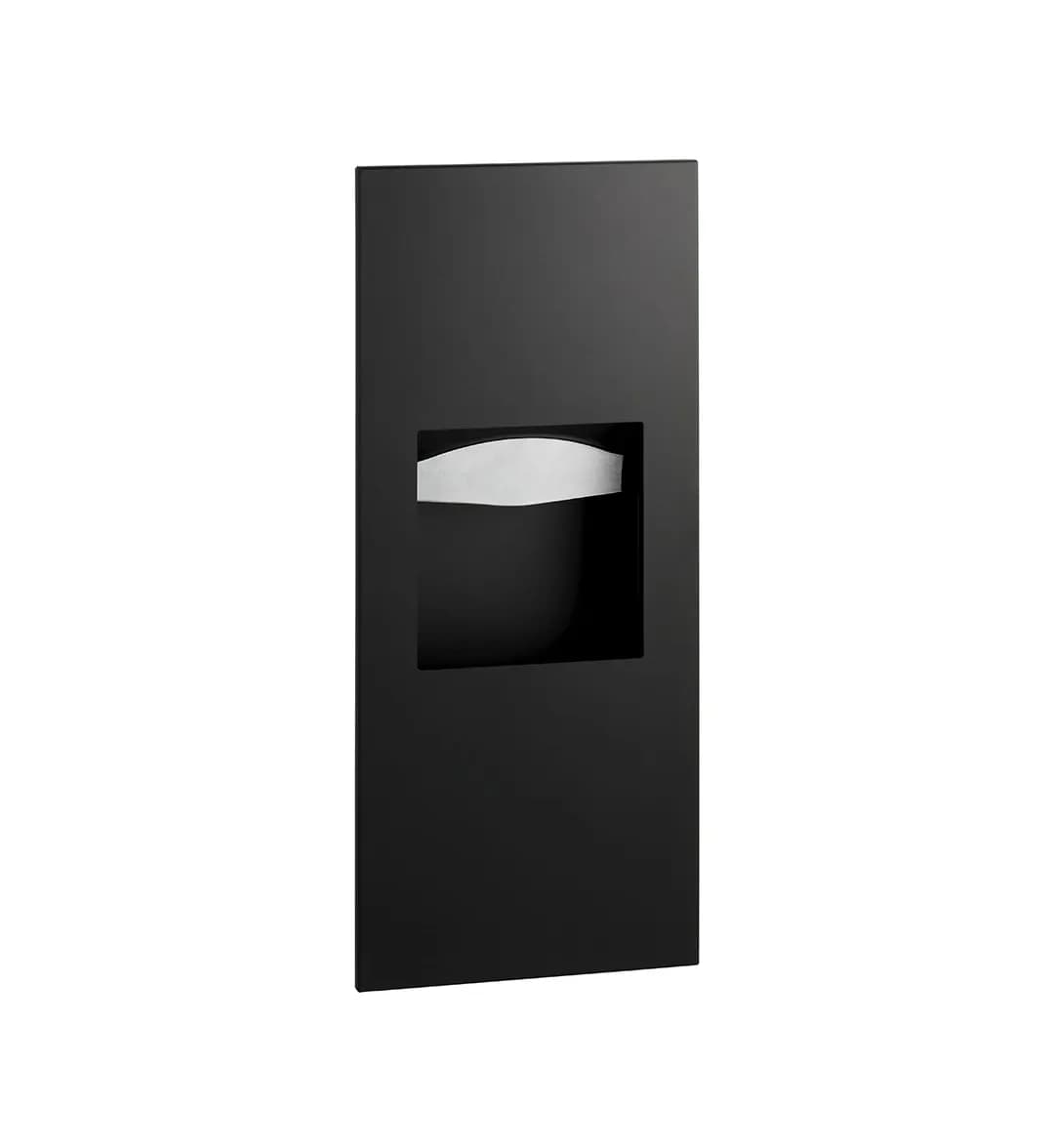 Recessed Paper Towel Dispenser and Waste Receptacle, Satin Finish, 1.6-Gallon Waste — B-36903-MBLK