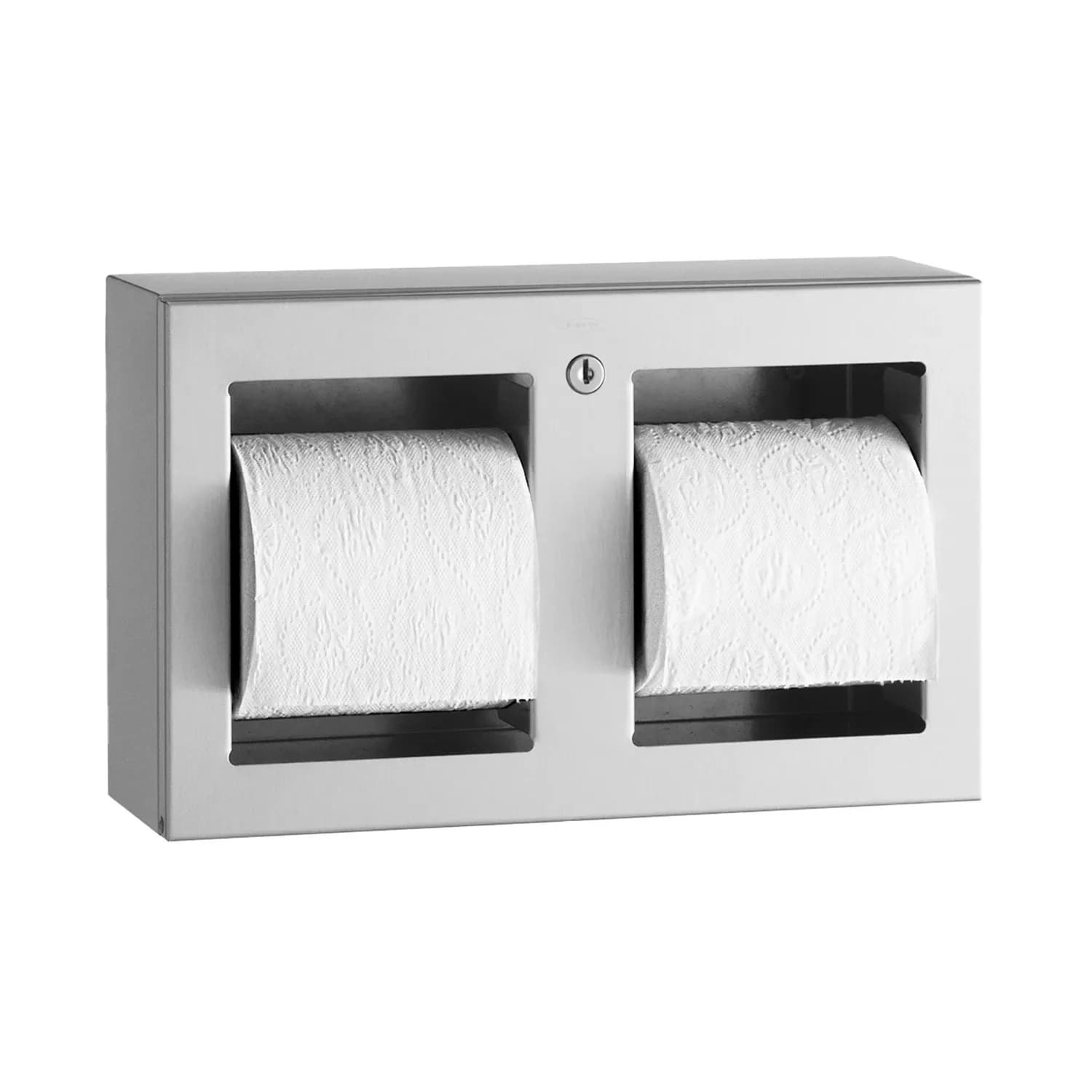 Surface-Mounted Toilet Tissue Dispenser, Satin Finish, Two Rolls
