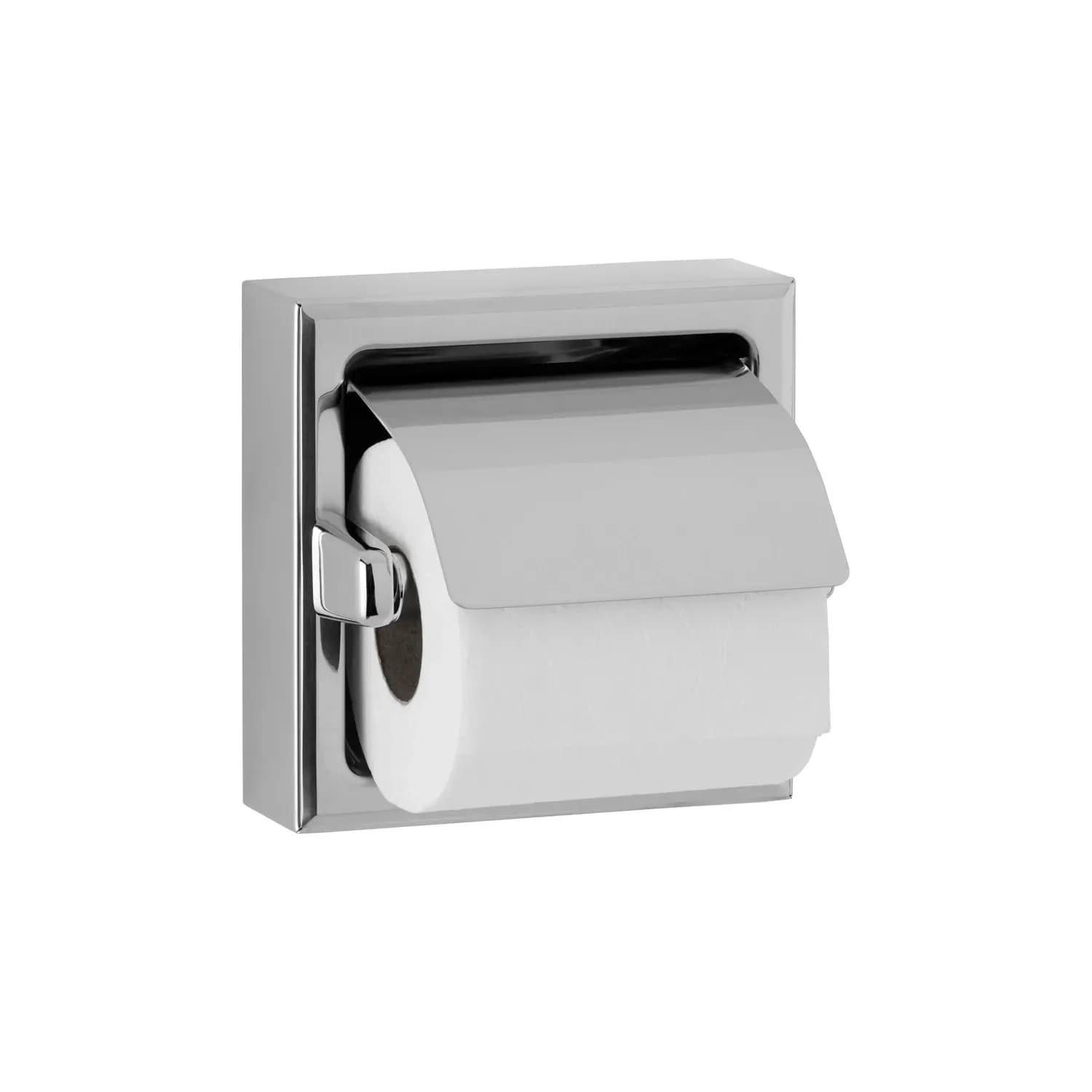 Surface-Mounted Toilet Tissue Dispenser with Hood, Bright Polished, One Roll