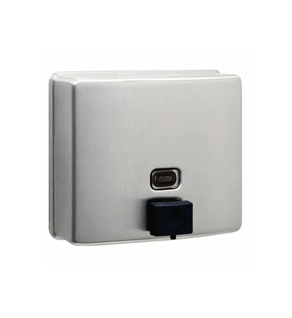 Surface-Mounted Heavy-Duty Manual Liquid Soap Dispenser, Satin Finish, 1.18 Ltr.