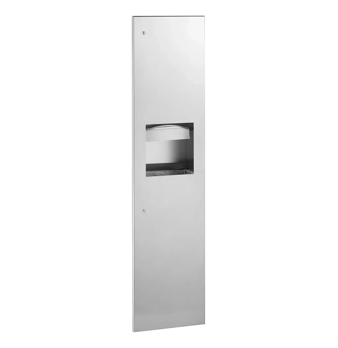 Recessed Paper Towel Dispenser and Waste Receptacle, Satin Finish, 6.3-Gallon Waste