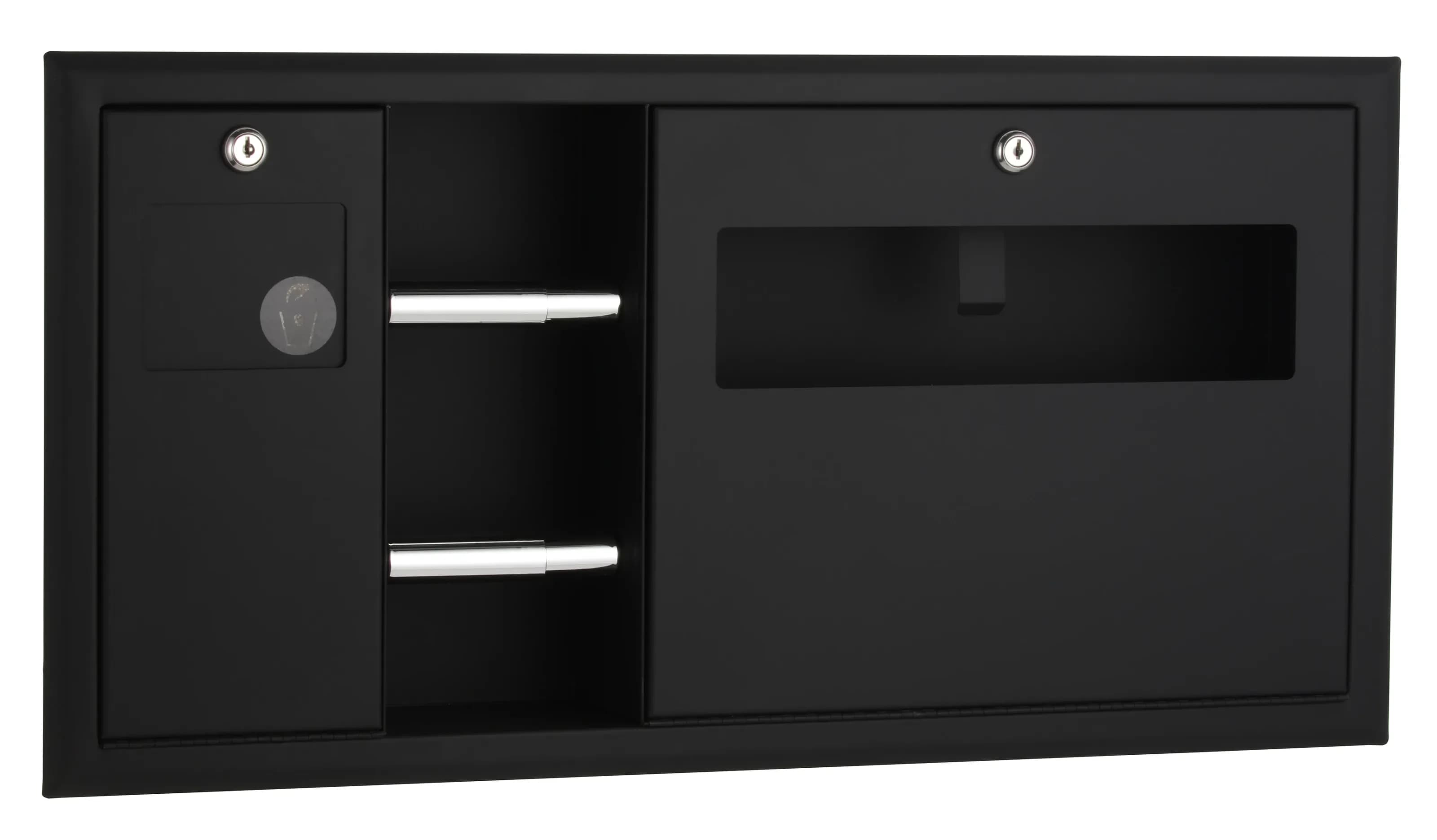 Recessed Toilet Tissue / Seat-Cover Dispenser / Waste Disposal, Left Side While Seated — B-3091-MBLK
